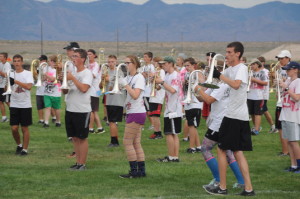 brass players rehearsing